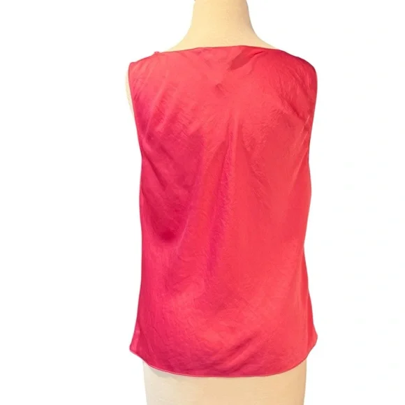 NWT Theory Sleeveless Draped Satin Cowlneck Pink Azalea Shell Size Medium - Picture 5 of 12
